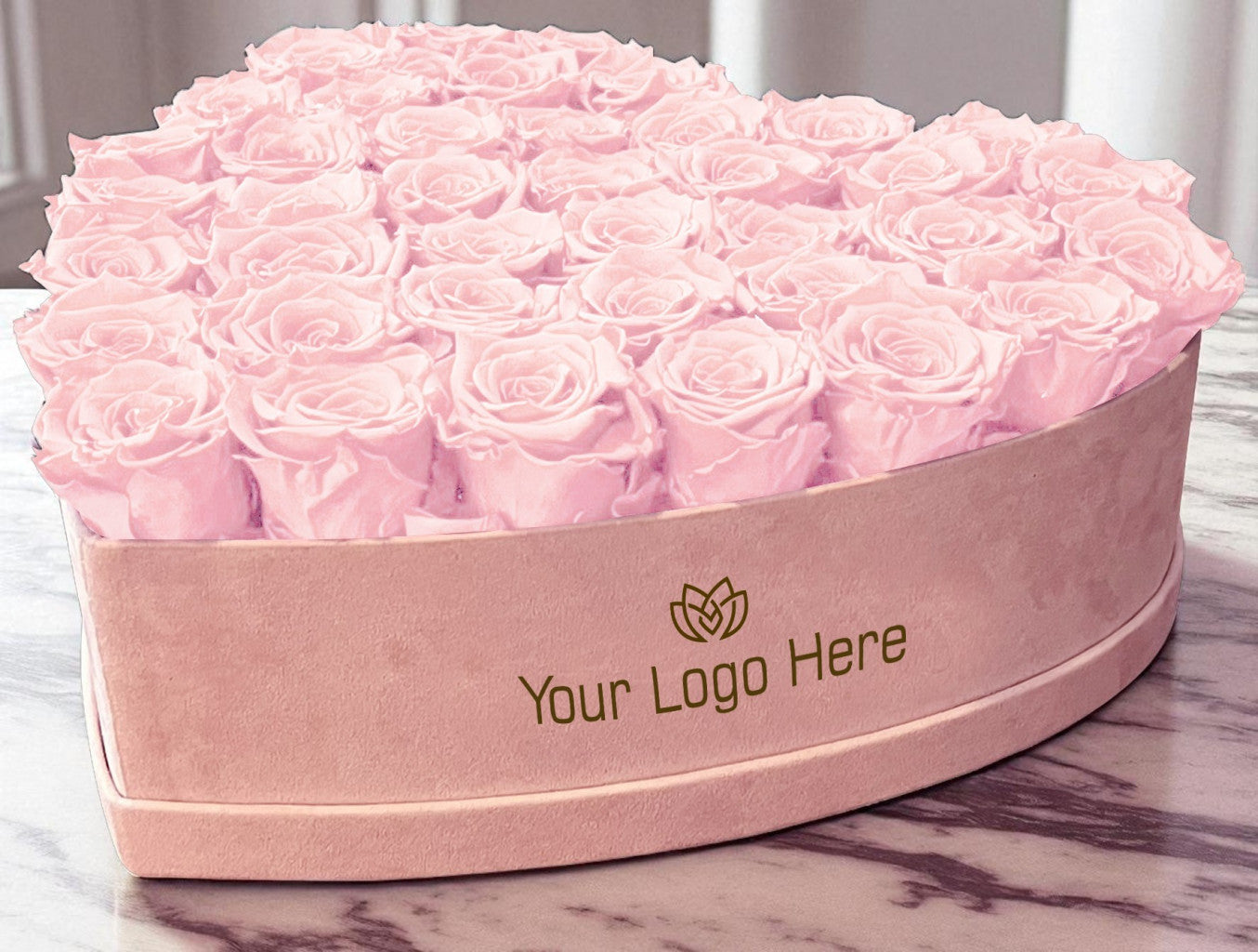 Branded Heart Floral Arrangement | 42 Preserved Roses, Fast Shipping