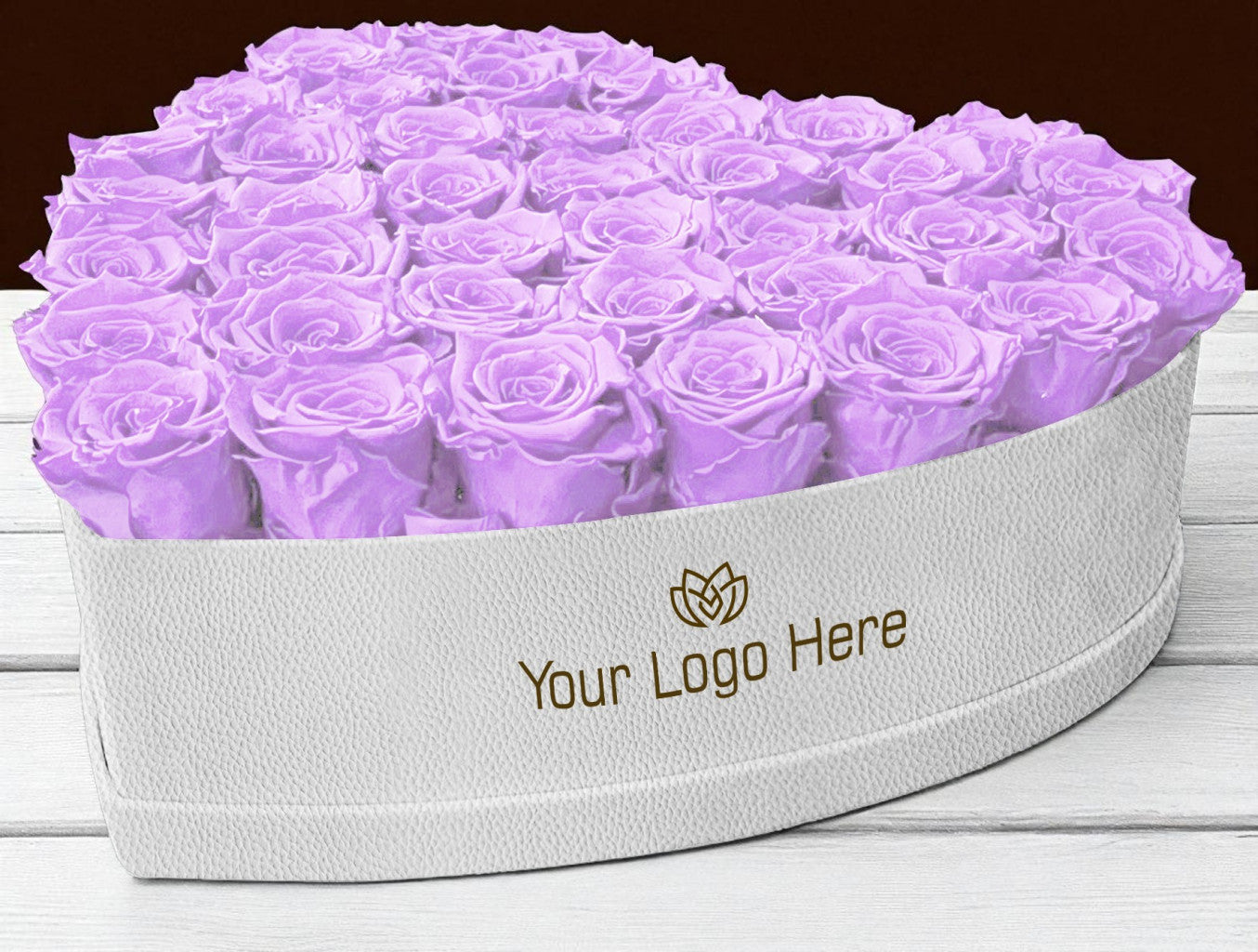 Branded Heart Floral Arrangement | 42 Preserved Roses, Fast Shipping