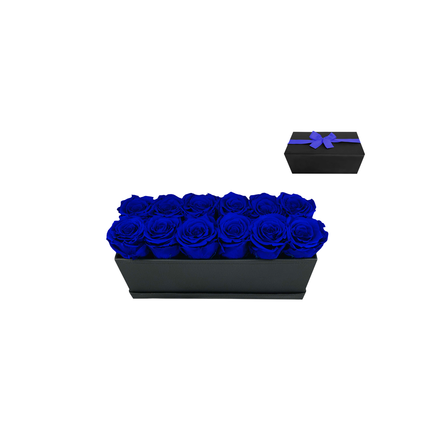LUXURY 12 PRESERVED ROSE ARRANGEMENT - RECTANGULAR PU LEATHER BOX - BMade