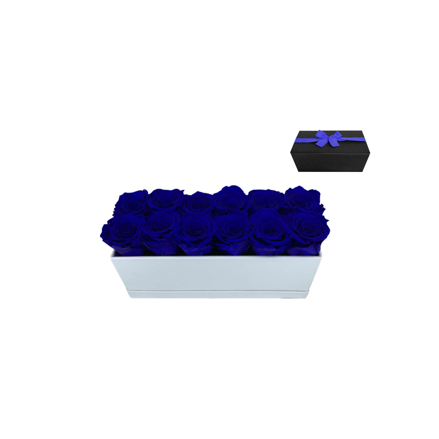 LUXURY 12 PRESERVED ROSE ARRANGEMENT - RECTANGULAR PU LEATHER BOX - BMade