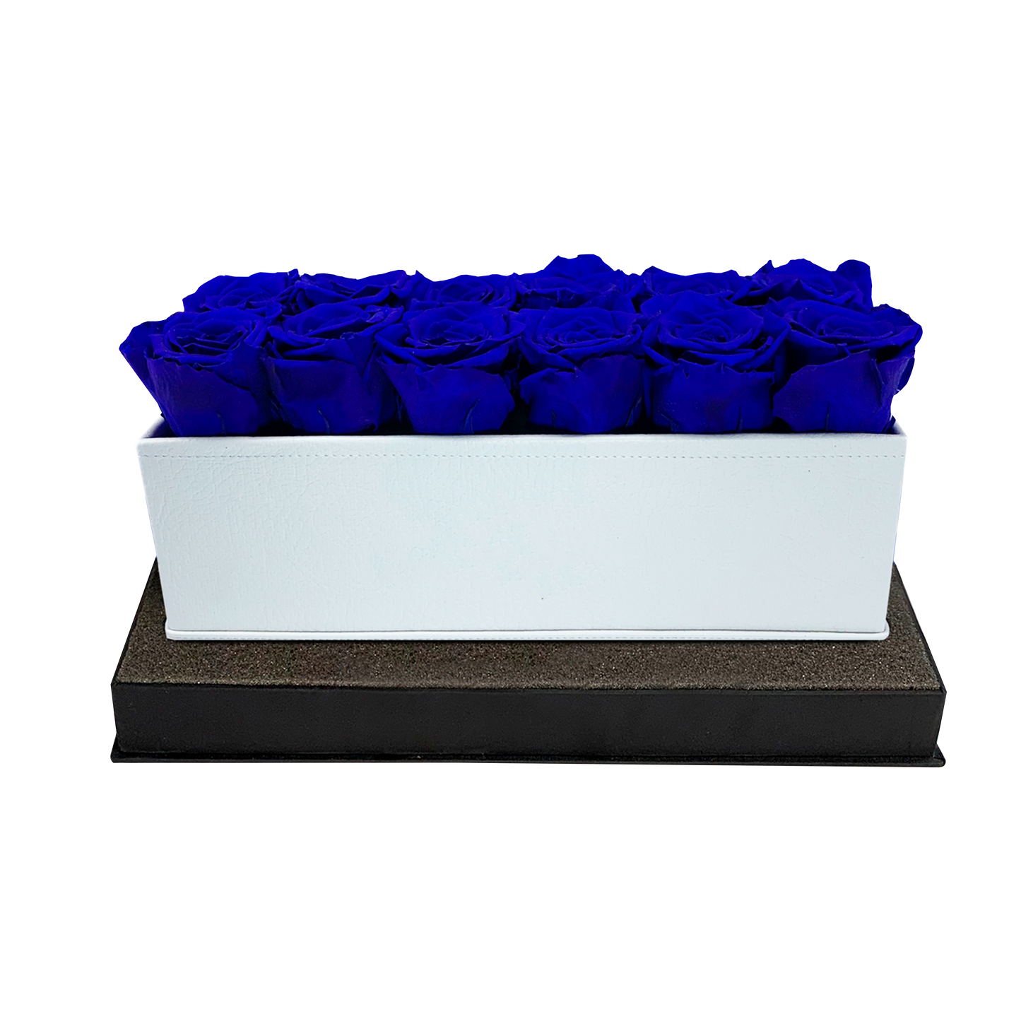 LUXURY 12 PRESERVED ROSE ARRANGEMENT - RECTANGULAR PU LEATHER BOX - BMade