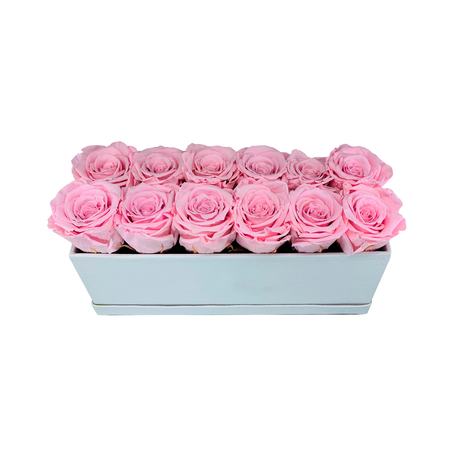 LUXURY 12 PRESERVED ROSE ARRANGEMENT - RECTANGULAR PU LEATHER BOX - BMade