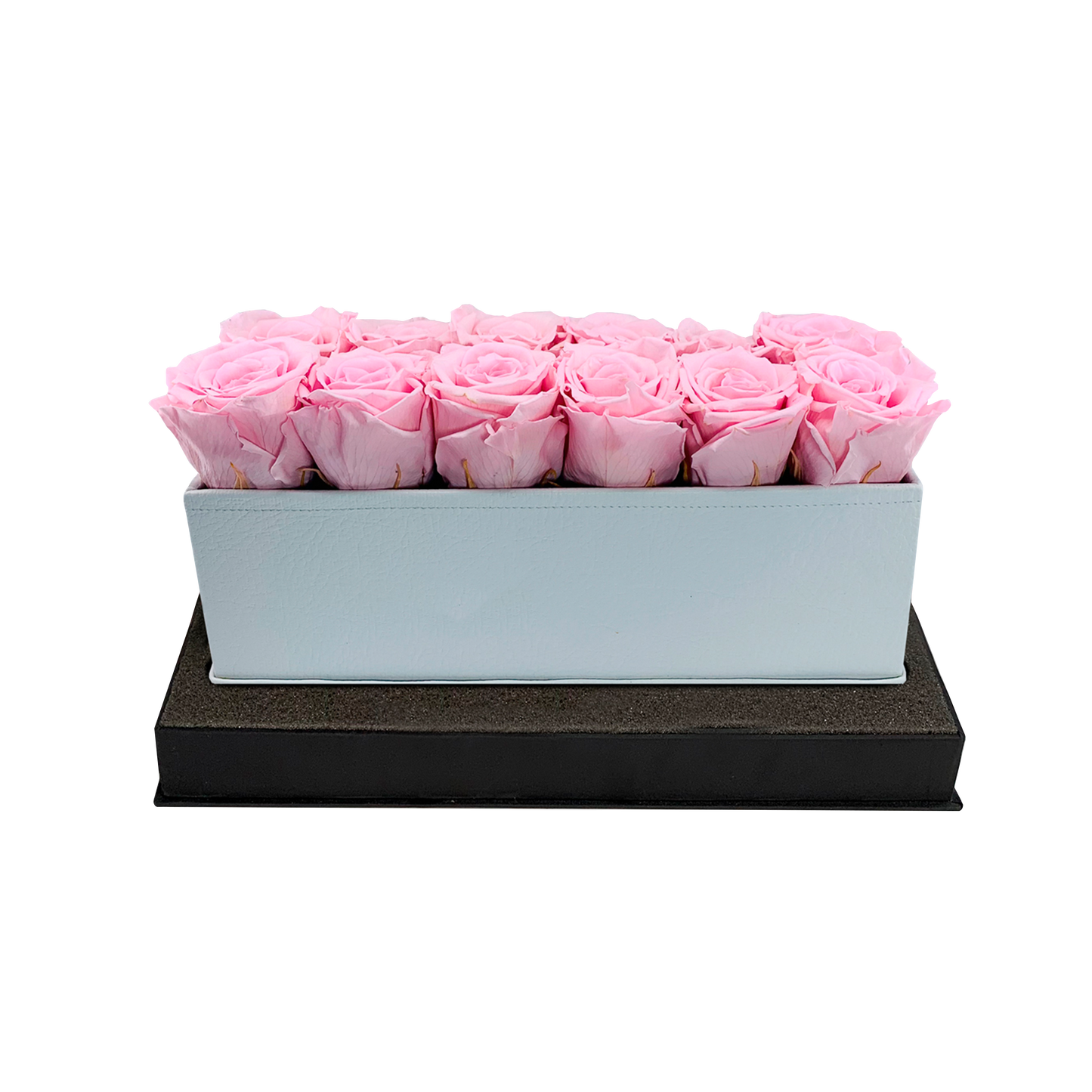 LUXURY 12 PRESERVED ROSE ARRANGEMENT - RECTANGULAR PU LEATHER BOX - BMade
