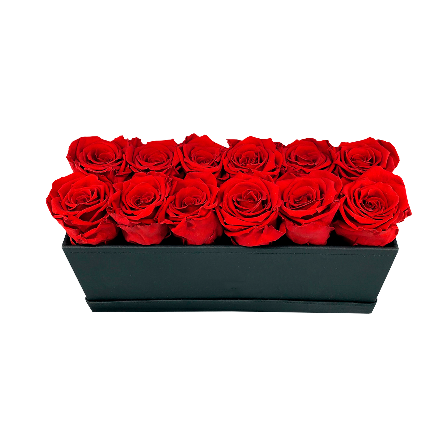 LUXURY 12 PRESERVED ROSE ARRANGEMENT - RECTANGULAR PU LEATHER BOX - BMade