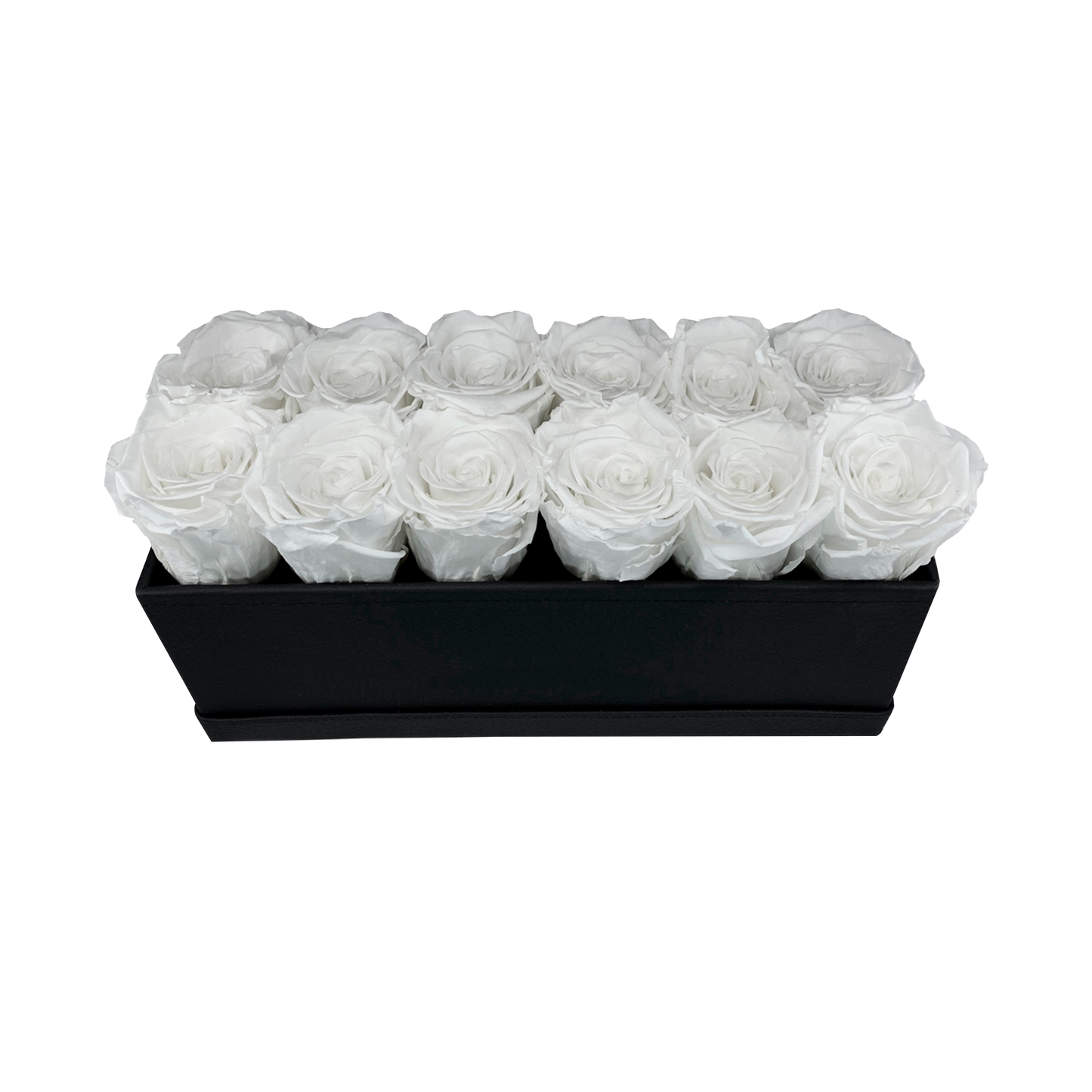 LUXURY 12 PRESERVED ROSE ARRANGEMENT - RECTANGULAR PU LEATHER BOX - BMade