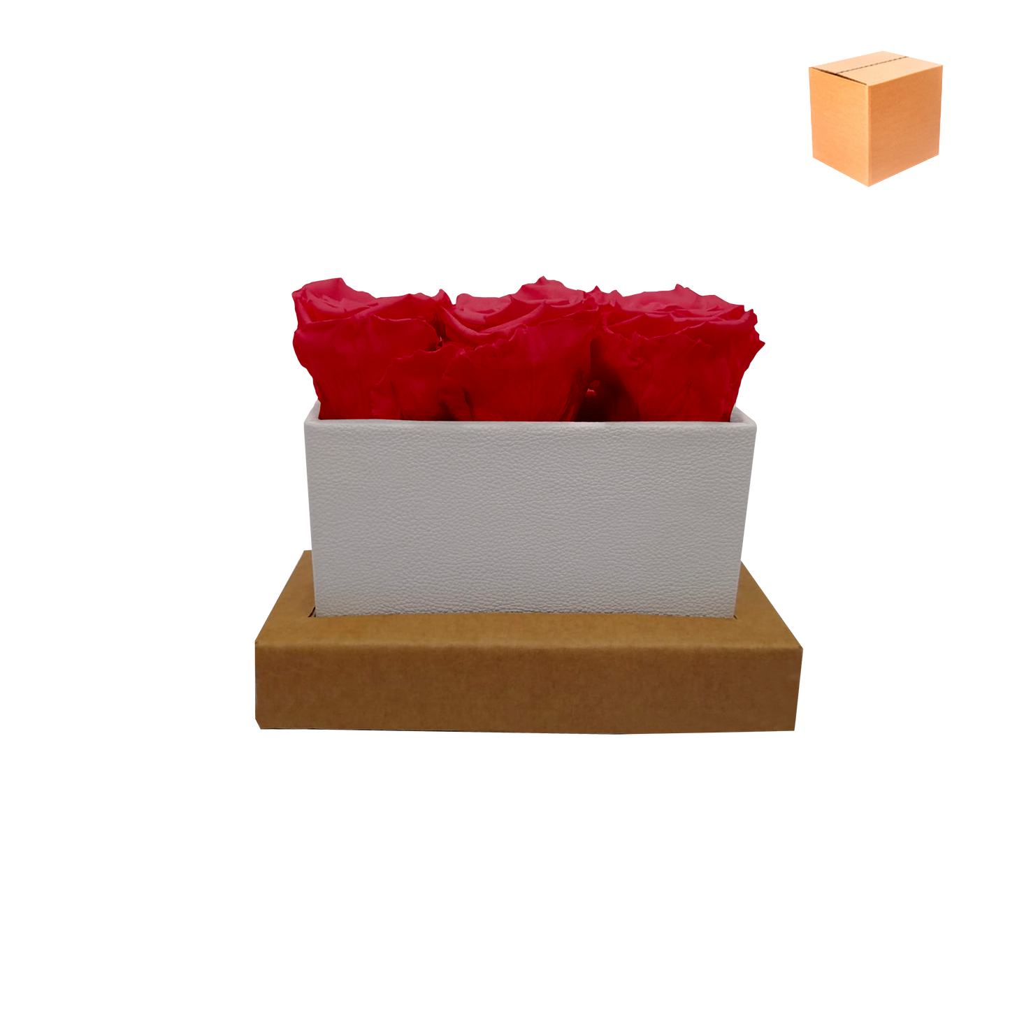 LUXURY 3 PRESERVED ROSE ARRANGEMENT - RECTANGULAR PU LEATHER BOX - BMade