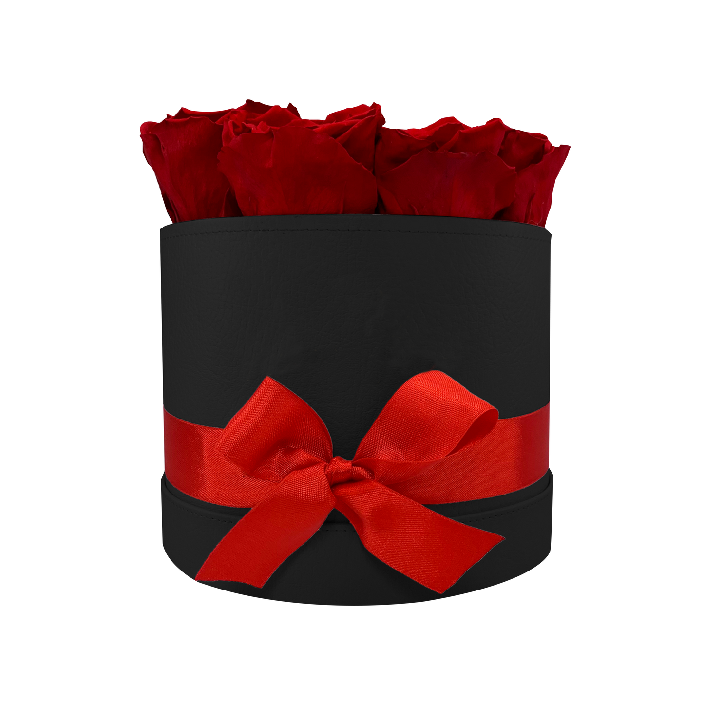 LUXURY 10-12 PRESERVED ROSES ARRANGEMENT - ROUND PU LEATHER BOX - BMade