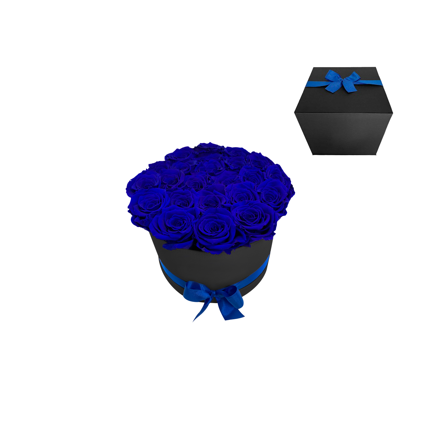 LUXURY 22-24 PRESERVED ROSES ARRANGEMENT - ROUND PU LEATHER BOX - BMade