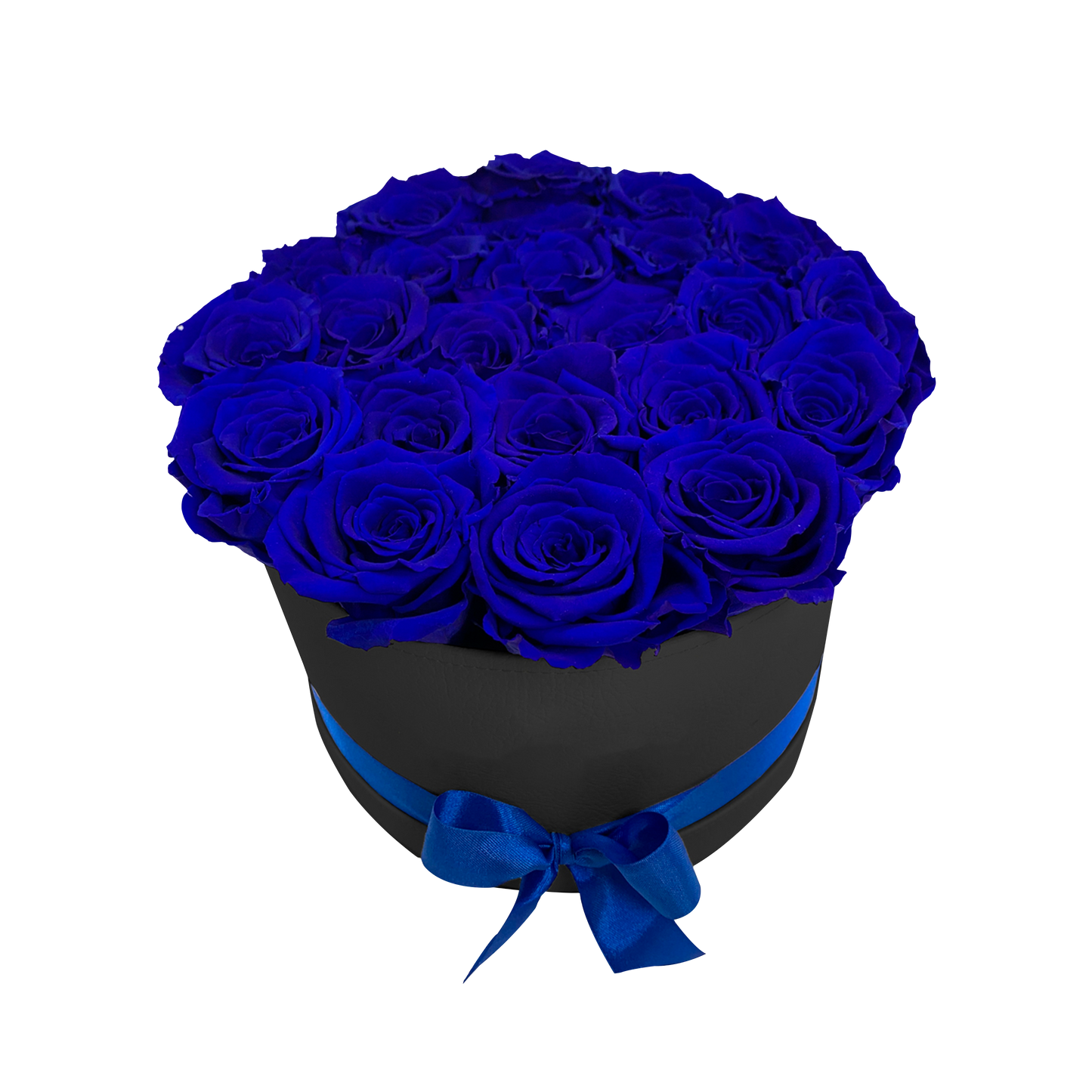 LUXURY 22-24 PRESERVED ROSES ARRANGEMENT - ROUND PU LEATHER BOX - BMade