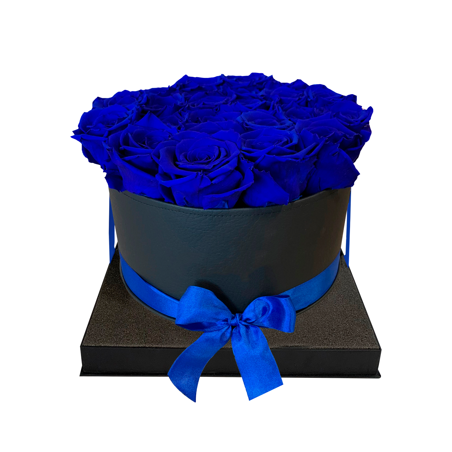 LUXURY 22-24 PRESERVED ROSES ARRANGEMENT - ROUND PU LEATHER BOX - BMade