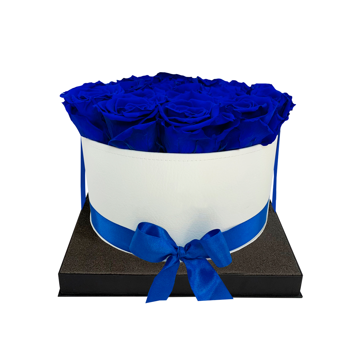 LUXURY 22-24 PRESERVED ROSES ARRANGEMENT - ROUND PU LEATHER BOX - BMade