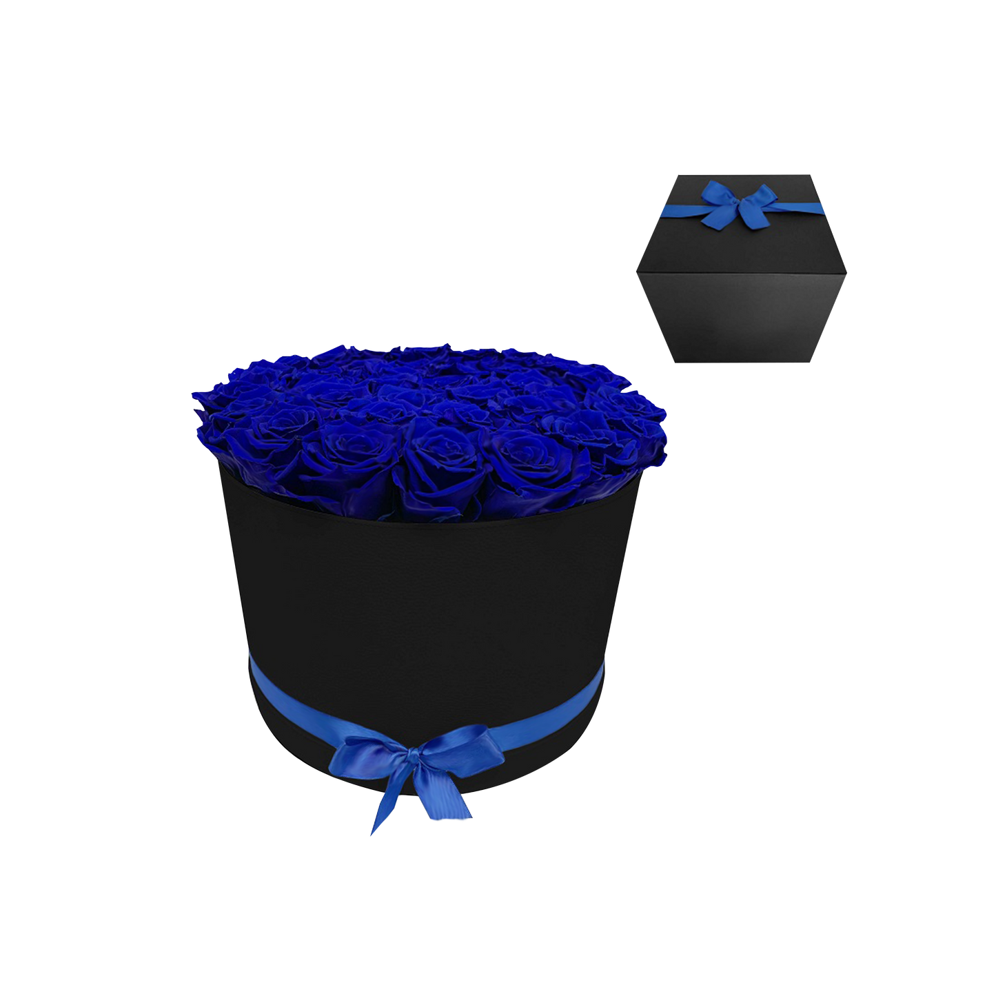 LUXURY 34-36 PRESERVED ROSES ARRANGEMENT - ROUND PU LEATHER BOX - BMade