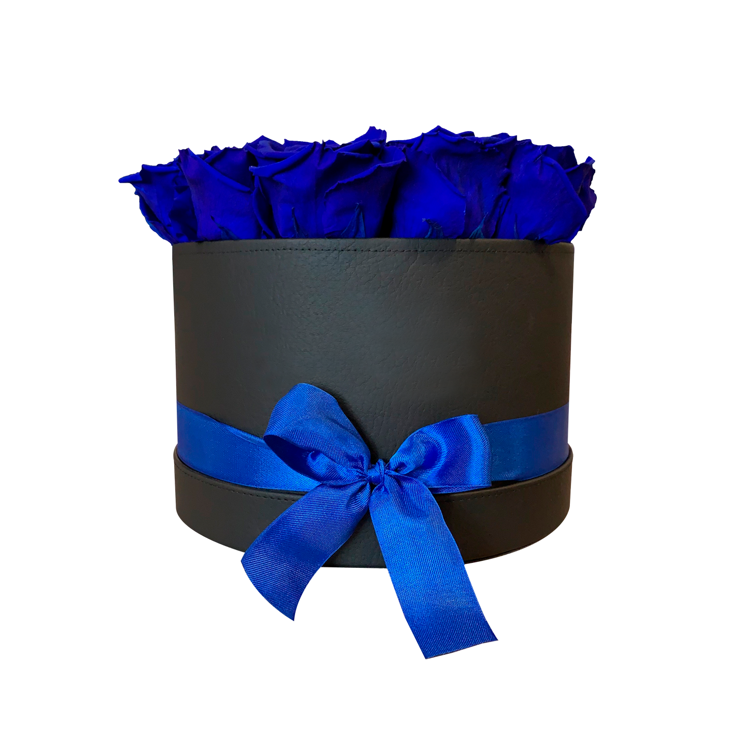 LUXURY 34-36 PRESERVED ROSES ARRANGEMENT - ROUND PU LEATHER BOX - BMade
