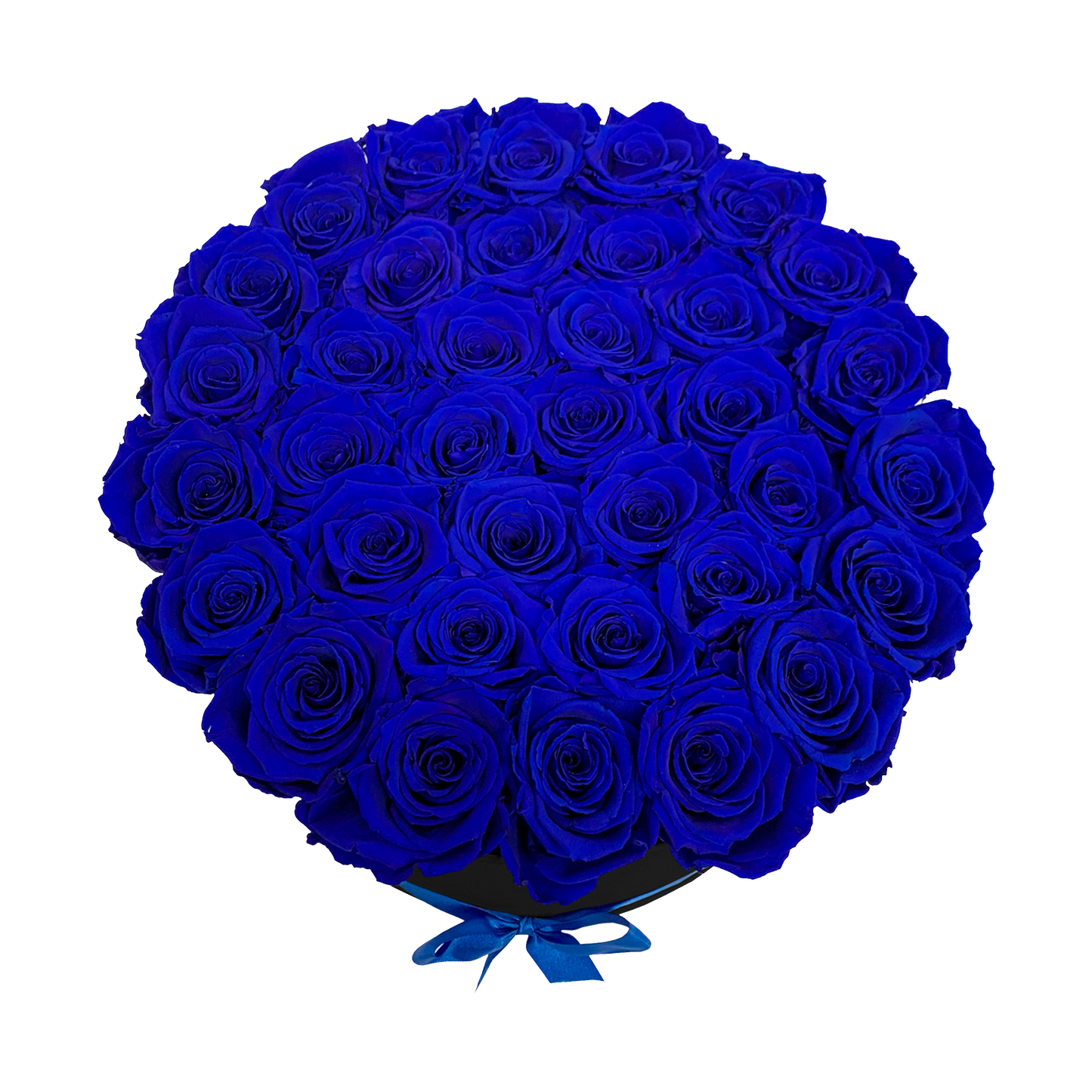 LUXURY 34-36 PRESERVED ROSES ARRANGEMENT - ROUND PU LEATHER BOX - BMade