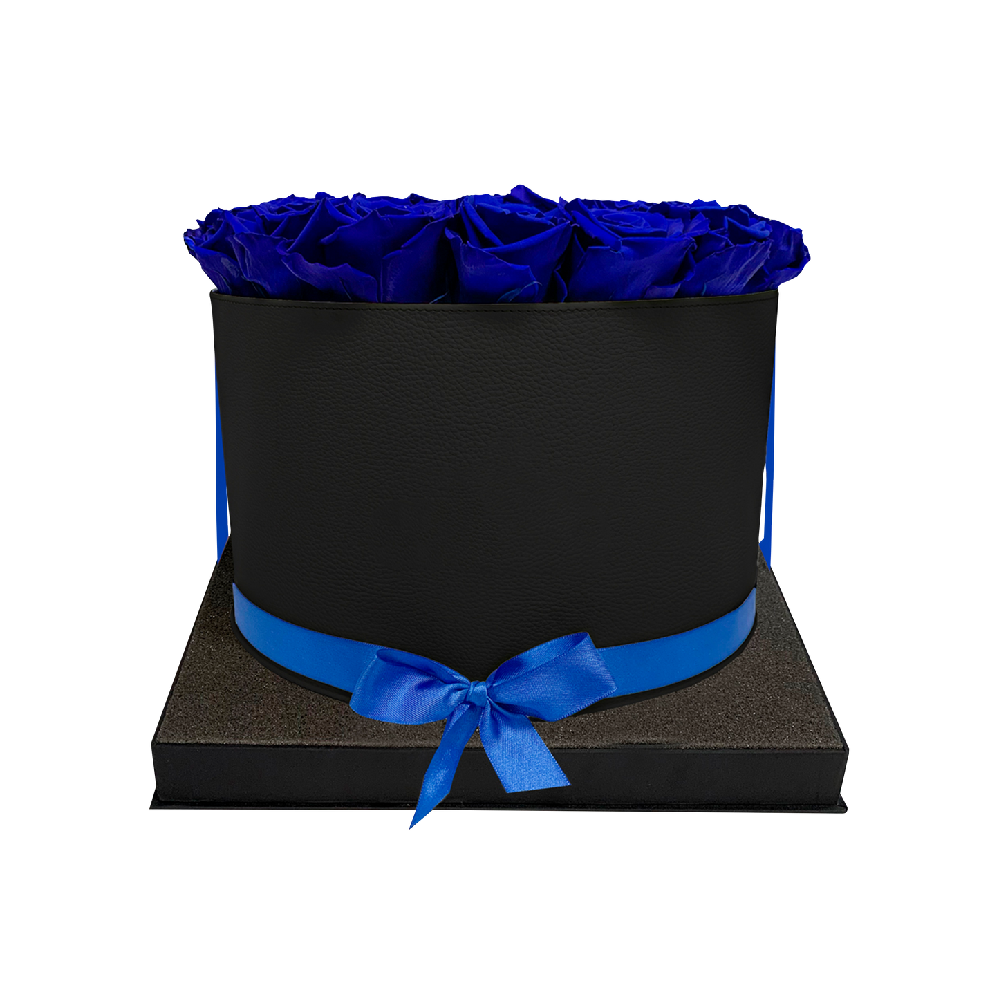 LUXURY 34-36 PRESERVED ROSES ARRANGEMENT - ROUND PU LEATHER BOX - BMade