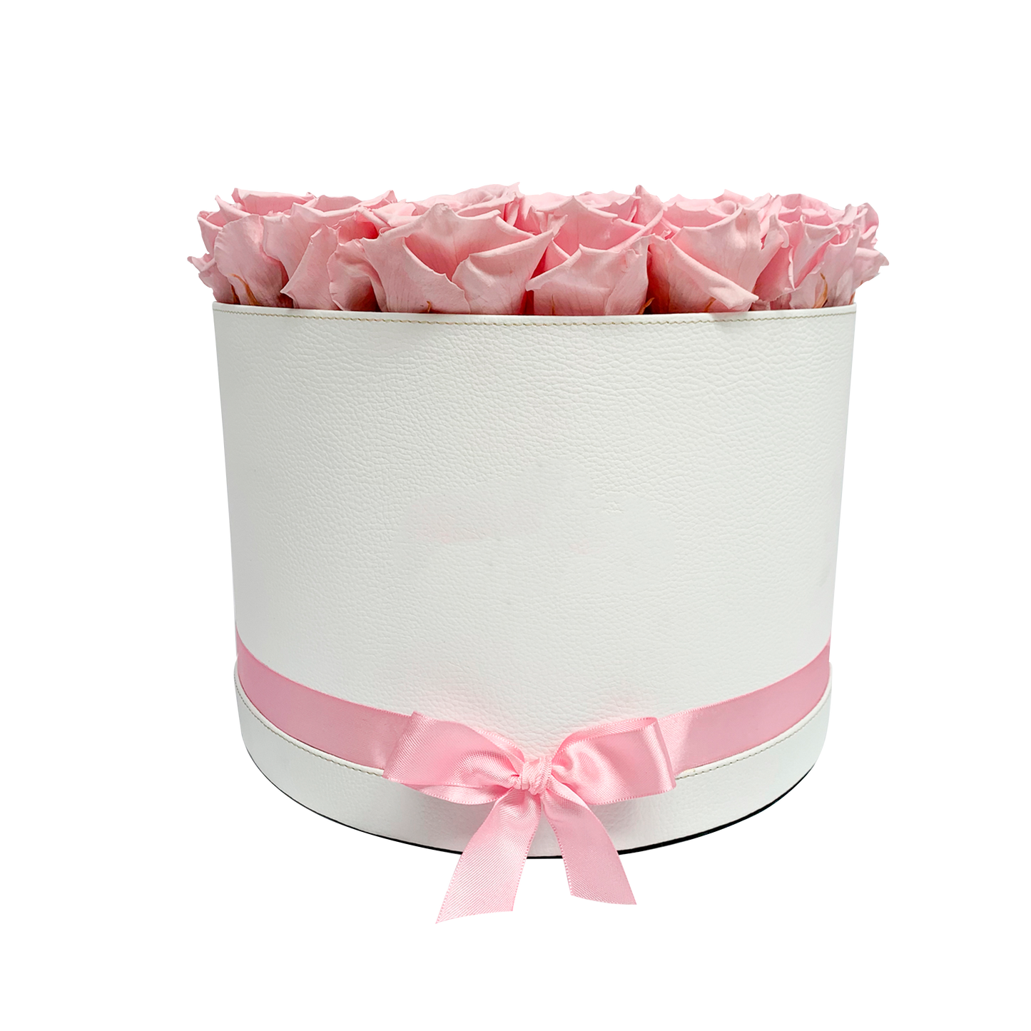 LUXURY 34-36 PRESERVED ROSES ARRANGEMENT - ROUND PU LEATHER BOX - BMade