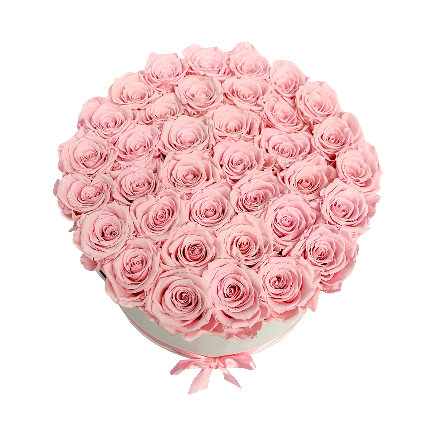 LUXURY 34-36 PRESERVED ROSES ARRANGEMENT - ROUND PU LEATHER BOX - BMade