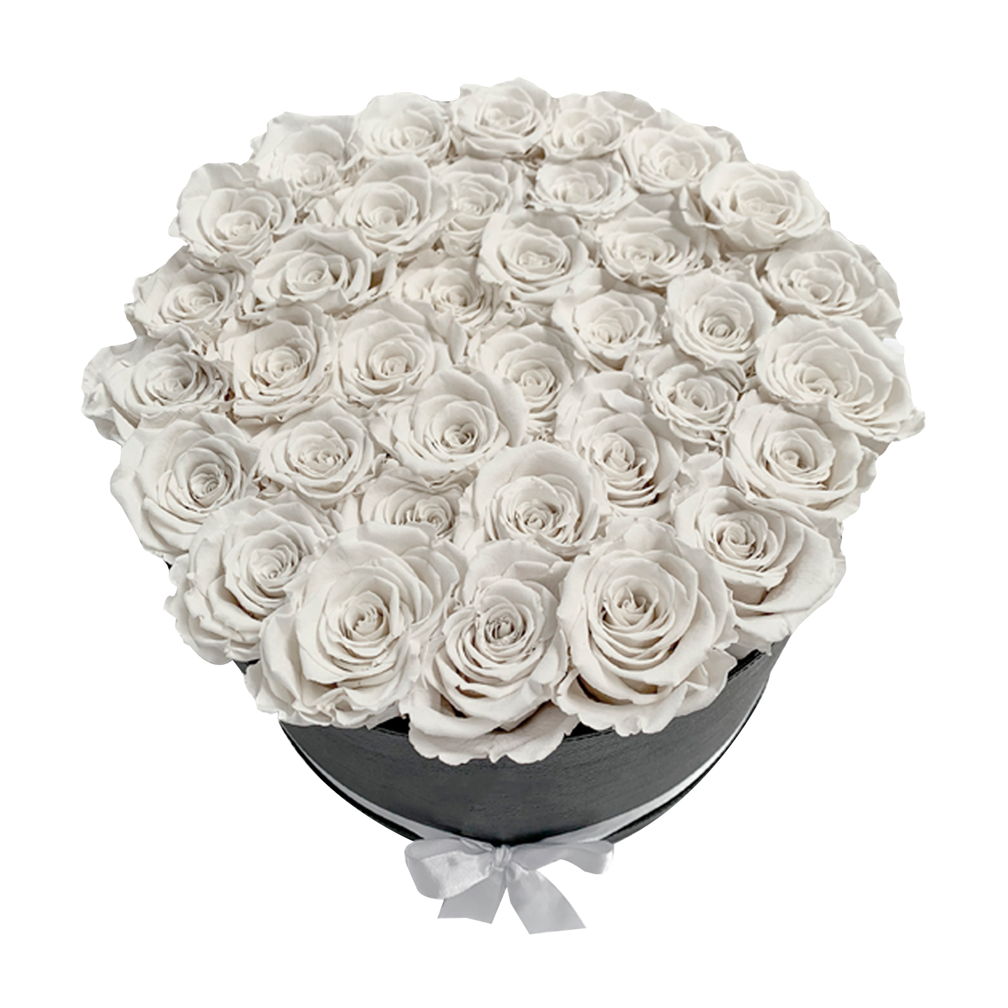 LUXURY 34-36 PRESERVED ROSES ARRANGEMENT - ROUND PU LEATHER BOX - BMade