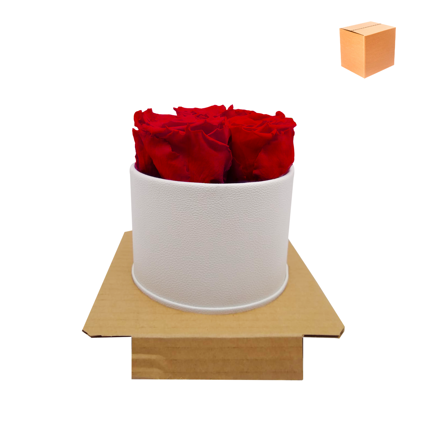 LUXURY ROSEAMOR 5 PRESERVED ROSES ARRANGEMENT - ROUND BOX - BMade