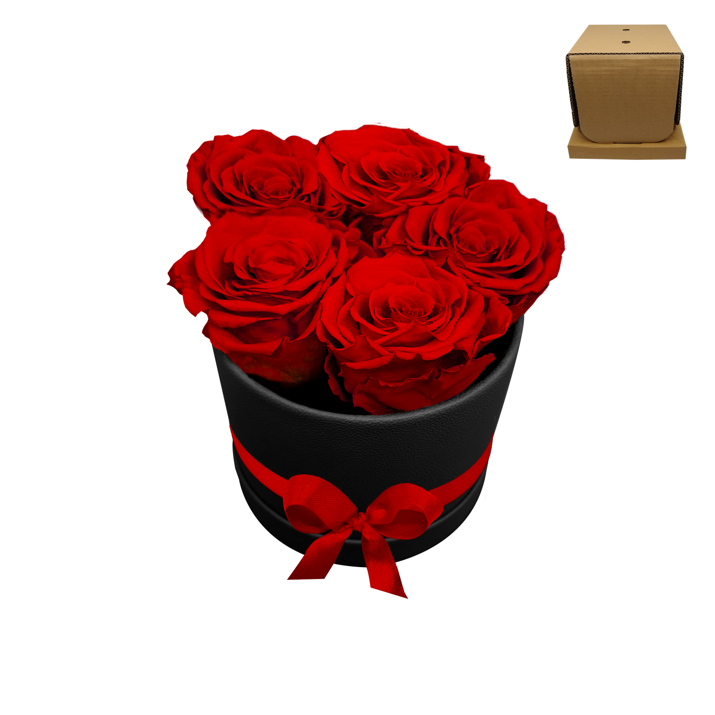 LUXURY ROSEAMOR 5 PRESERVED ROSES ARRANGEMENT - ROUND BOX - BMade