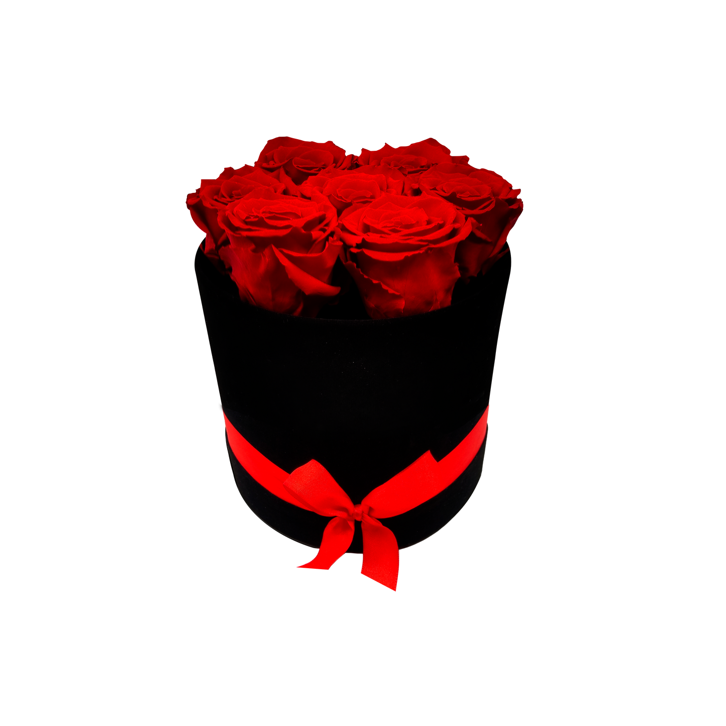 LUXURY ROSEAMOR 7 PRESERVED ROSES ARRANGEMENT - ROUND BOX - BMade