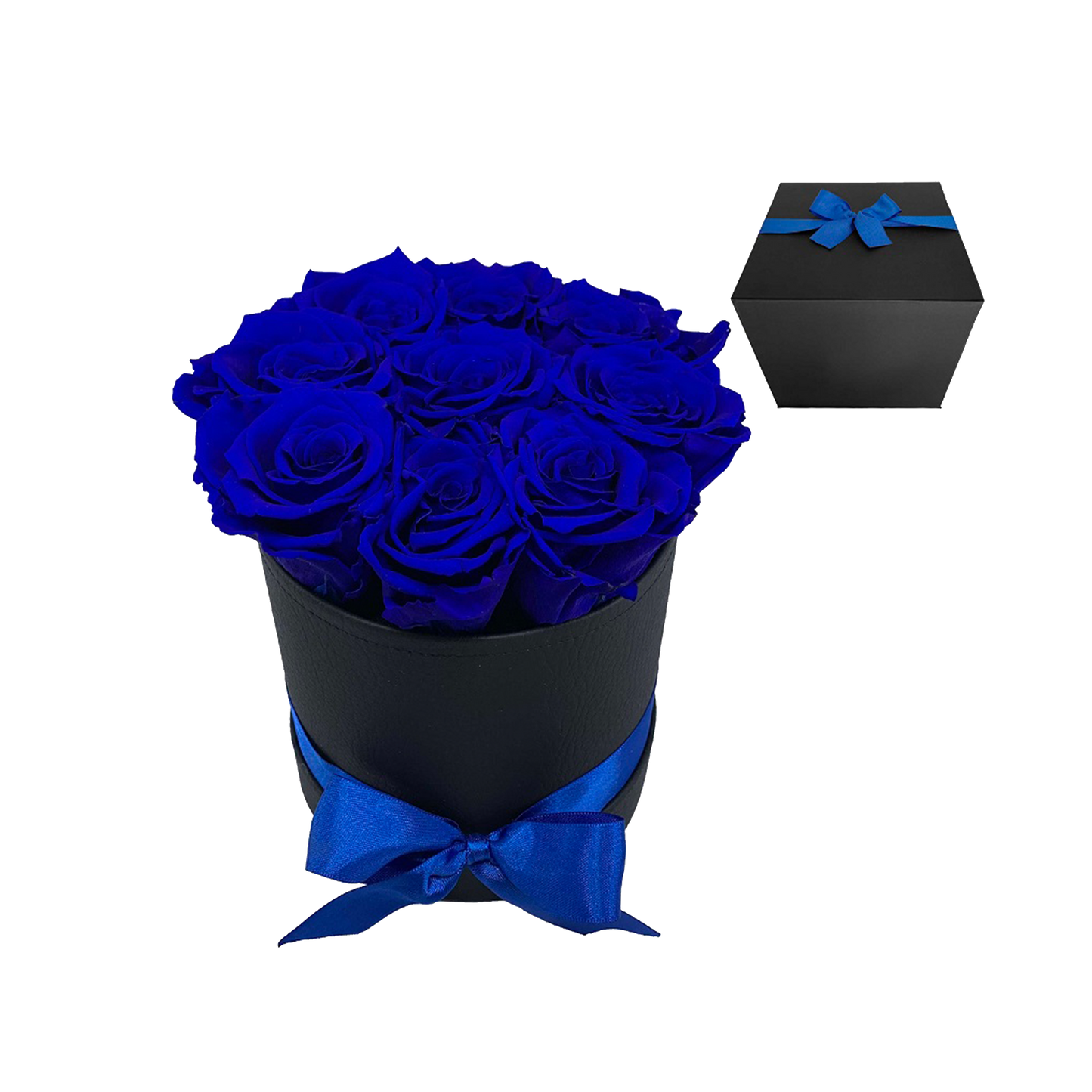 LUXURY 9-10 PRESERVED ROSES ARRANGEMENT - ROUND PU LEATHER BOX - BMade