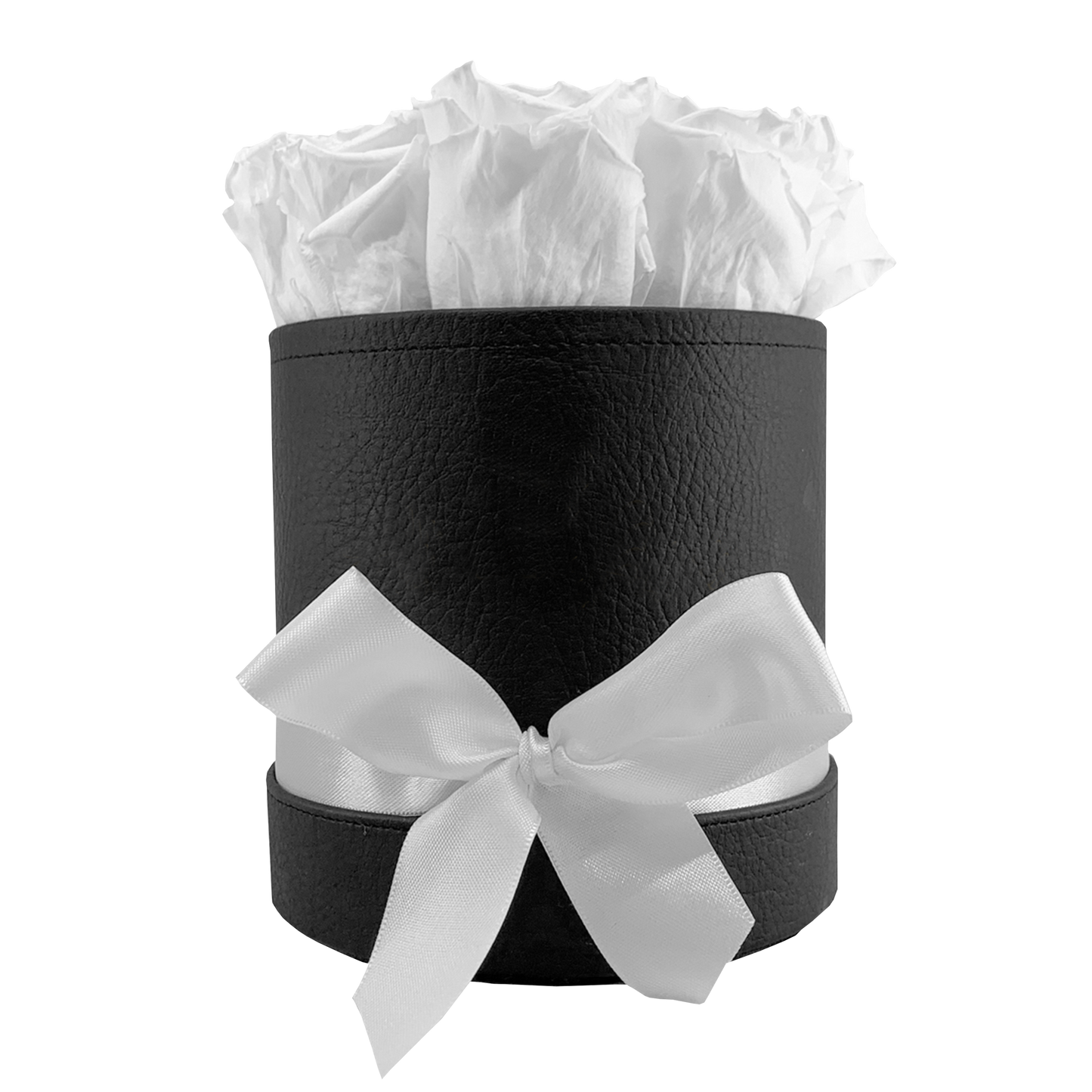LUXURY 9-10 PRESERVED ROSES ARRANGEMENT - ROUND PU LEATHER BOX - BMade