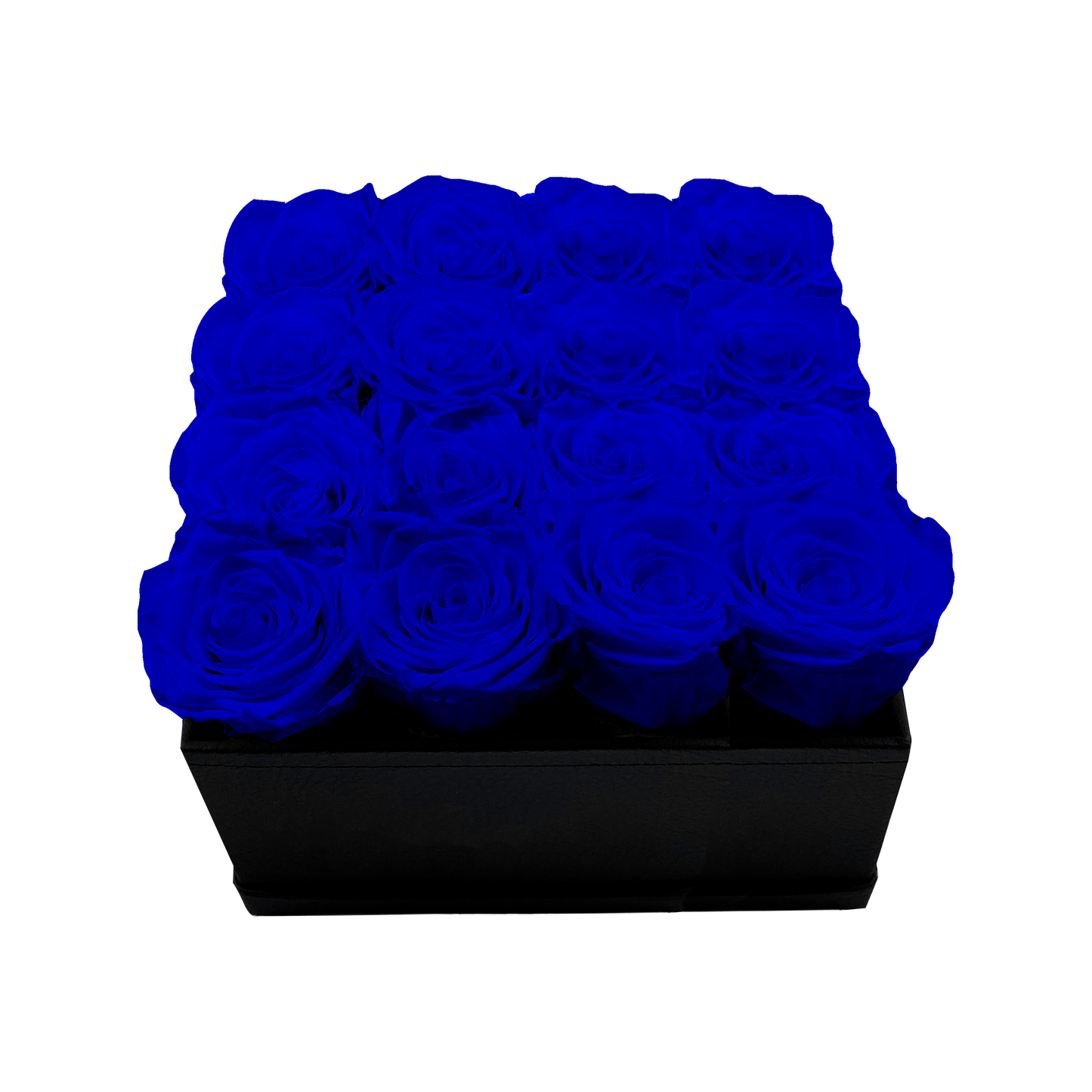 LUXURY 16 PRESERVED ROSES ARRANGEMENT - SQUARE PU LEATHER BOX - BMade