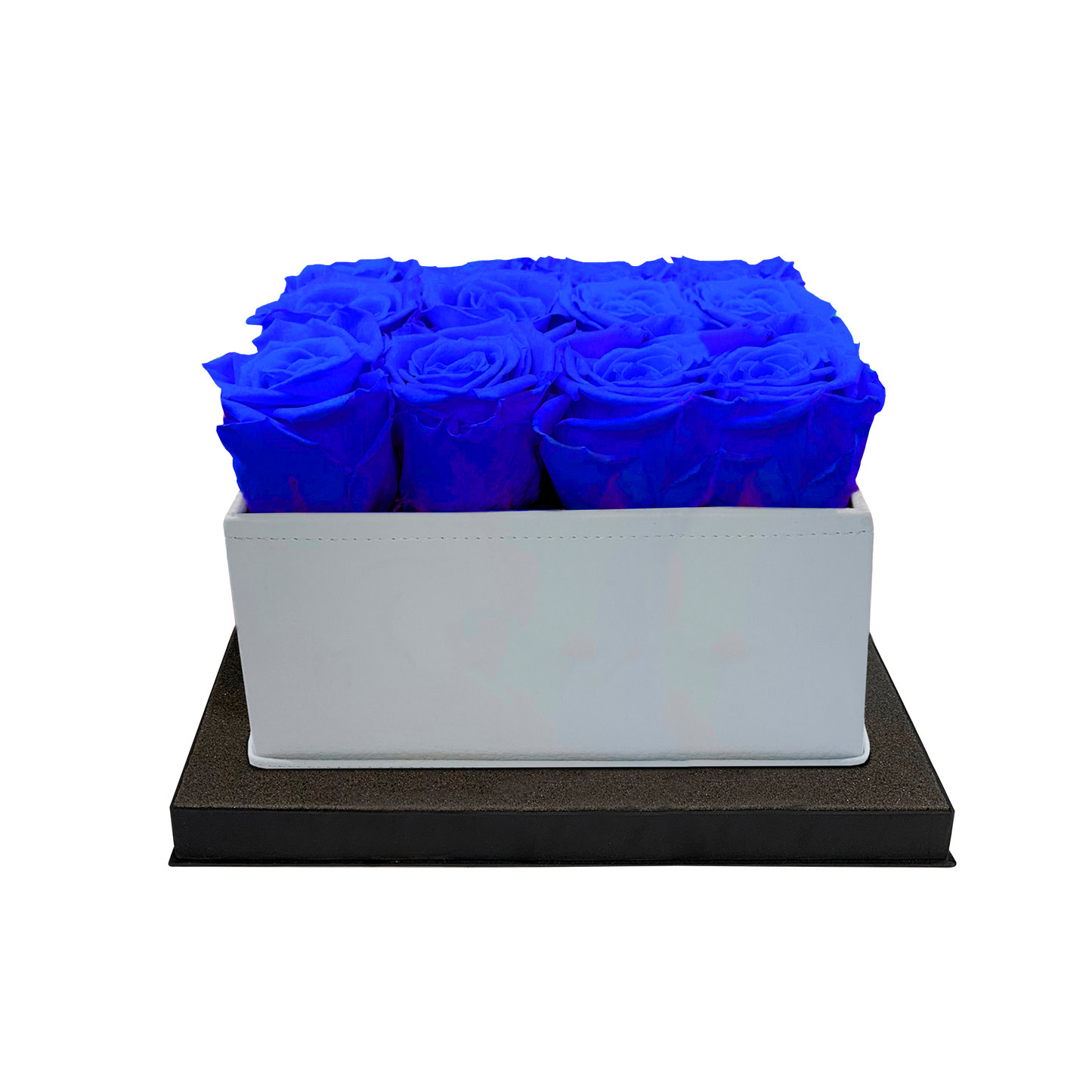 LUXURY 16 PRESERVED ROSES ARRANGEMENT - SQUARE PU LEATHER BOX - BMade