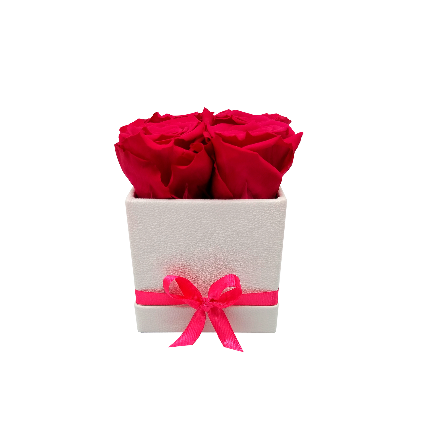 LUXURY ROSEAMOR 4 PRESERVED ROSES ARRANGEMENT - SQUARE PU LEATHER BOX - BMade