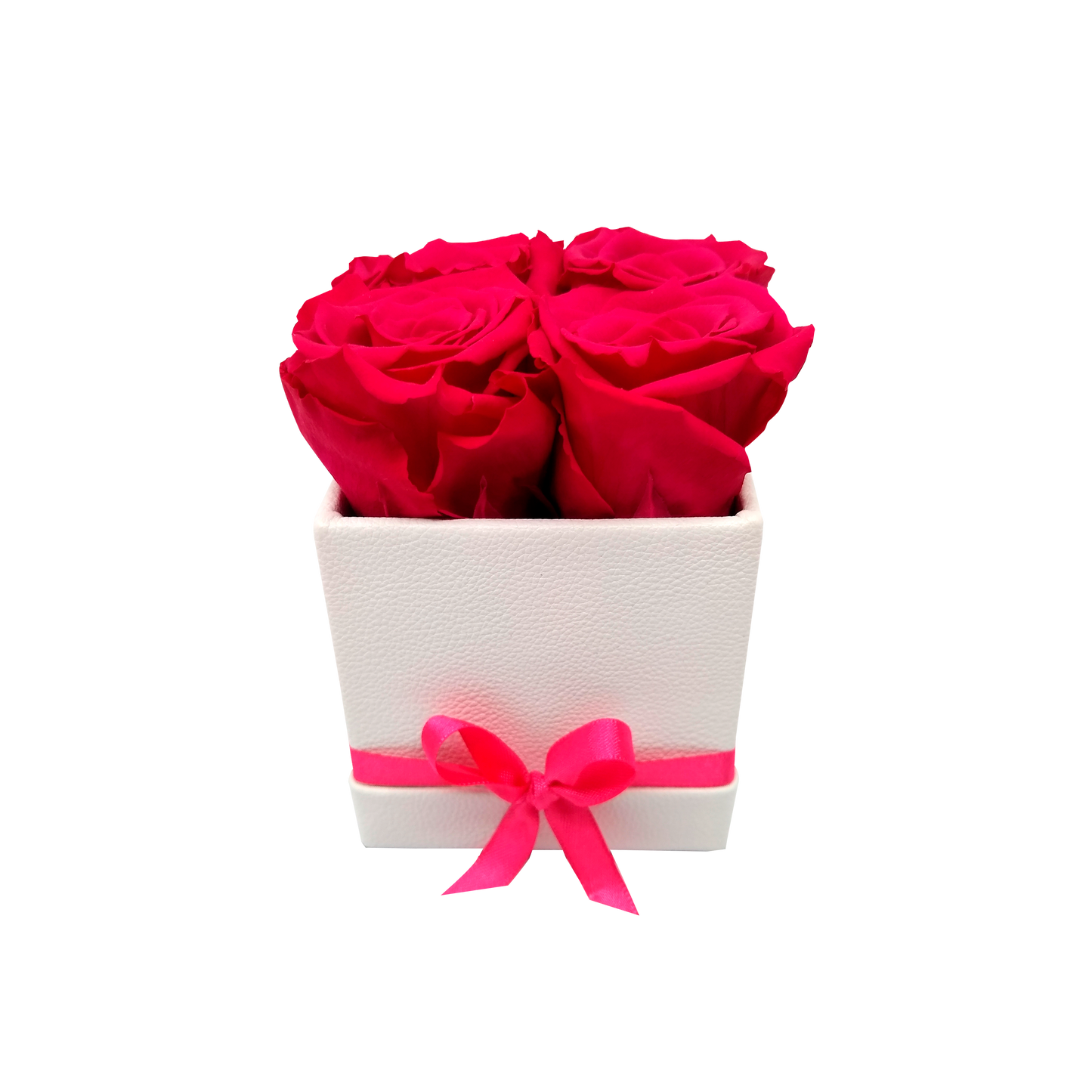 LUXURY ROSEAMOR 4 PRESERVED ROSES ARRANGEMENT - SQUARE PU LEATHER BOX - BMade