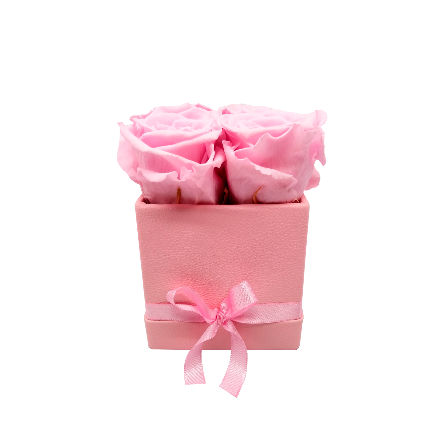 LUXURY ROSEAMOR 4 PRESERVED ROSES ARRANGEMENT - SQUARE PU LEATHER BOX - BMade