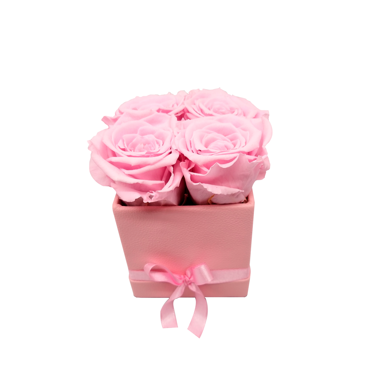 LUXURY ROSEAMOR 4 PRESERVED ROSES ARRANGEMENT - SQUARE PU LEATHER BOX - BMade
