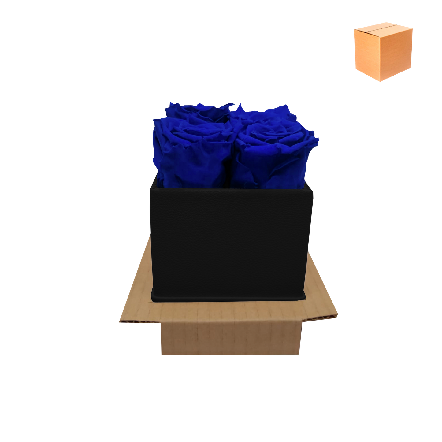 LUXURY ROSEAMOR 4 PRESERVED ROSES ARRANGEMENT - SQUARE PU LEATHER BOX - BMade