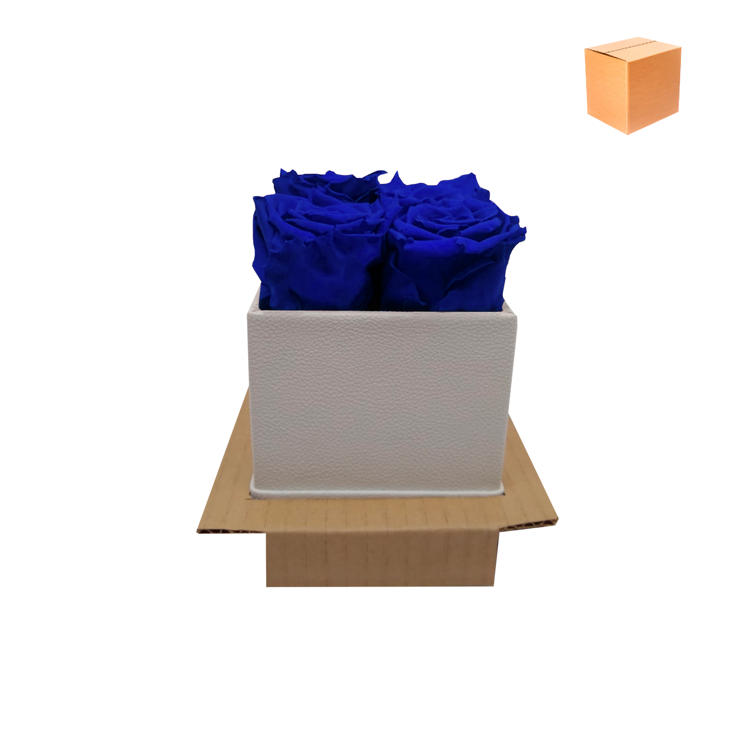 LUXURY ROSEAMOR 4 PRESERVED ROSES ARRANGEMENT - SQUARE PU LEATHER BOX - BMade