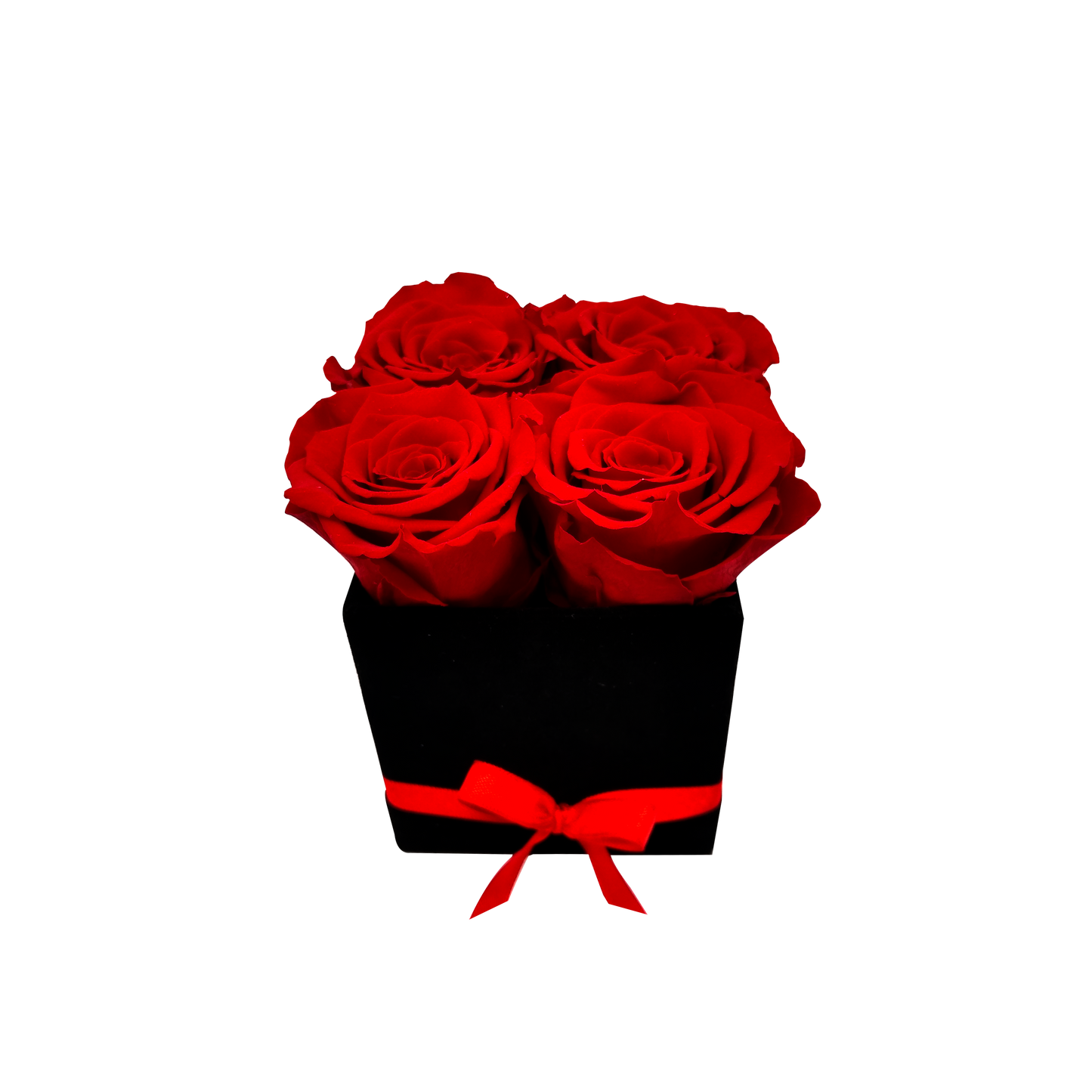 LUXURY ROSEAMOR 4 PRESERVED ROSES ARRANGEMENT - SQUARE PU LEATHER BOX - BMade
