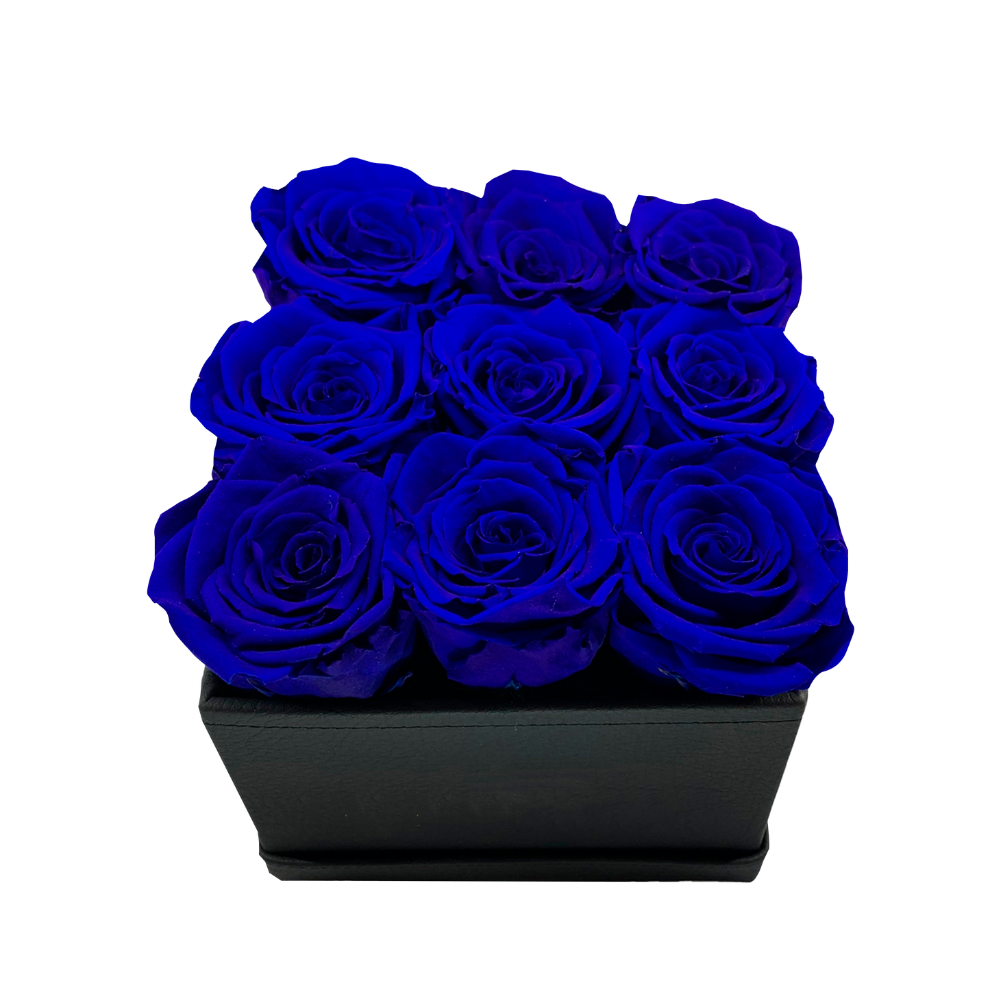 LUXURY 9 PRESERVED ROSES ARRANGEMENT - SQUARE PU LEATHER BOX - BMade