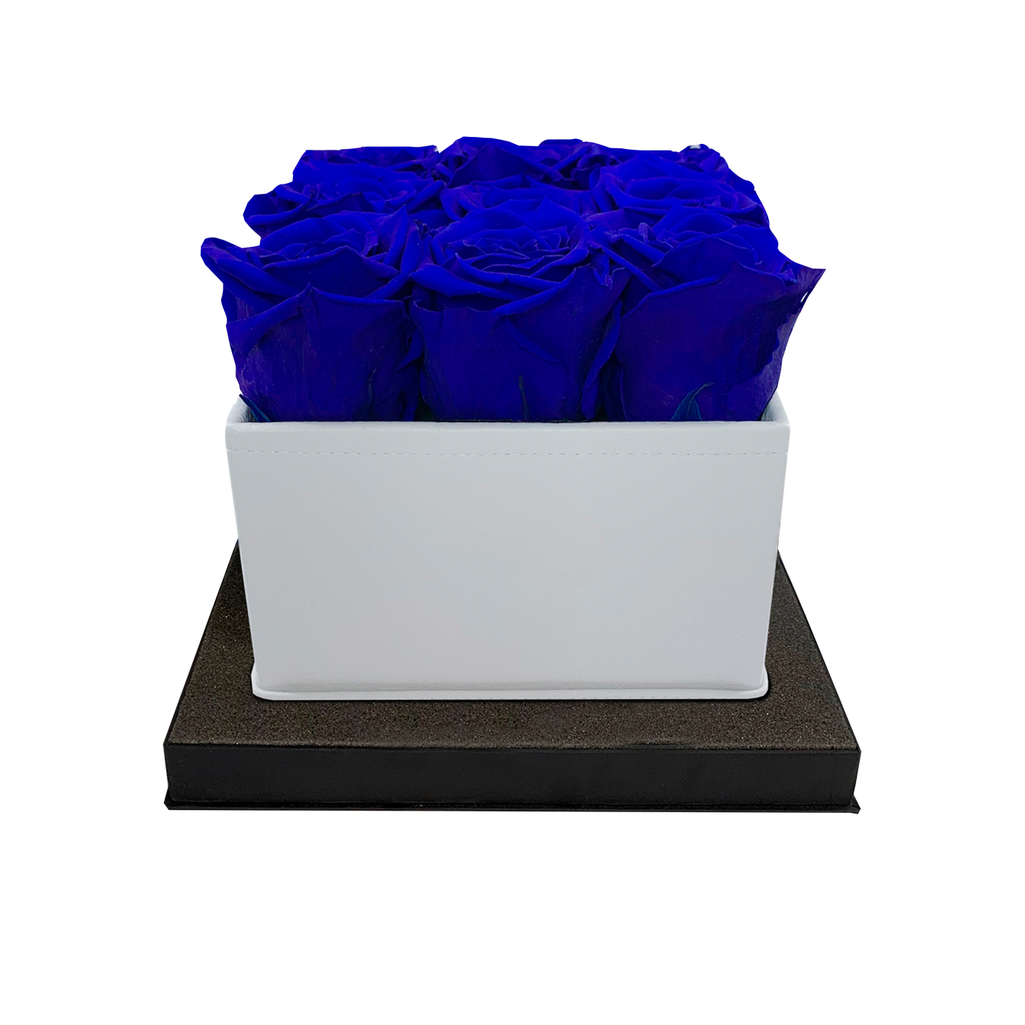 LUXURY 9 PRESERVED ROSES ARRANGEMENT - SQUARE PU LEATHER BOX - BMade