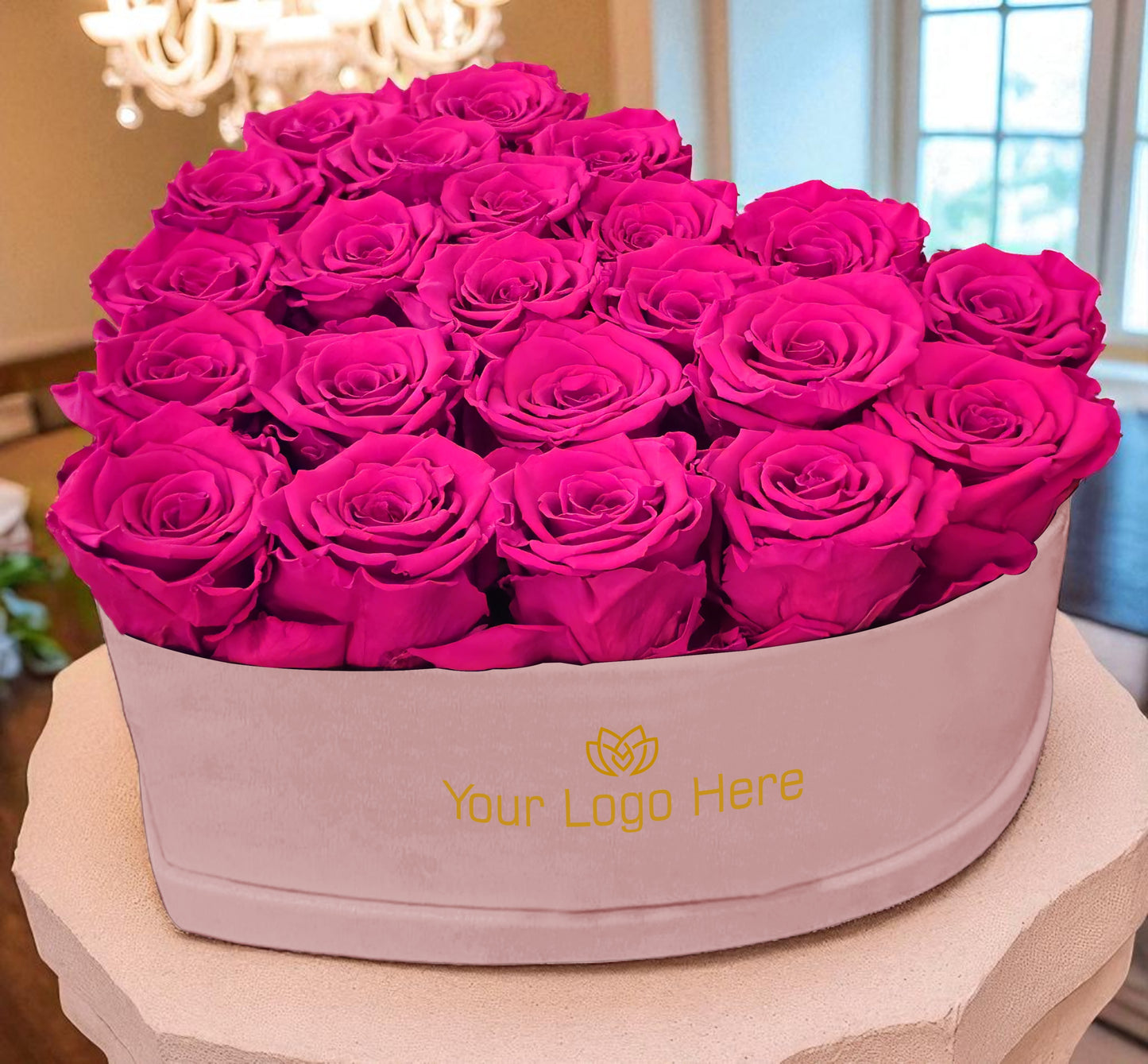 Branded Heart Floral Arrangement | 22 Preserved Roses, Fast Shipping