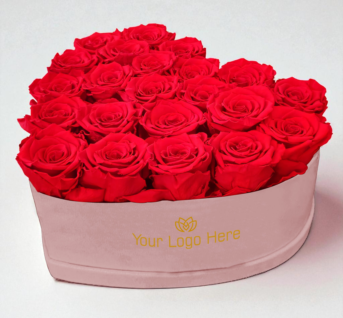 Branded Heart Floral Arrangement | 22 Preserved Roses, Fast Shipping