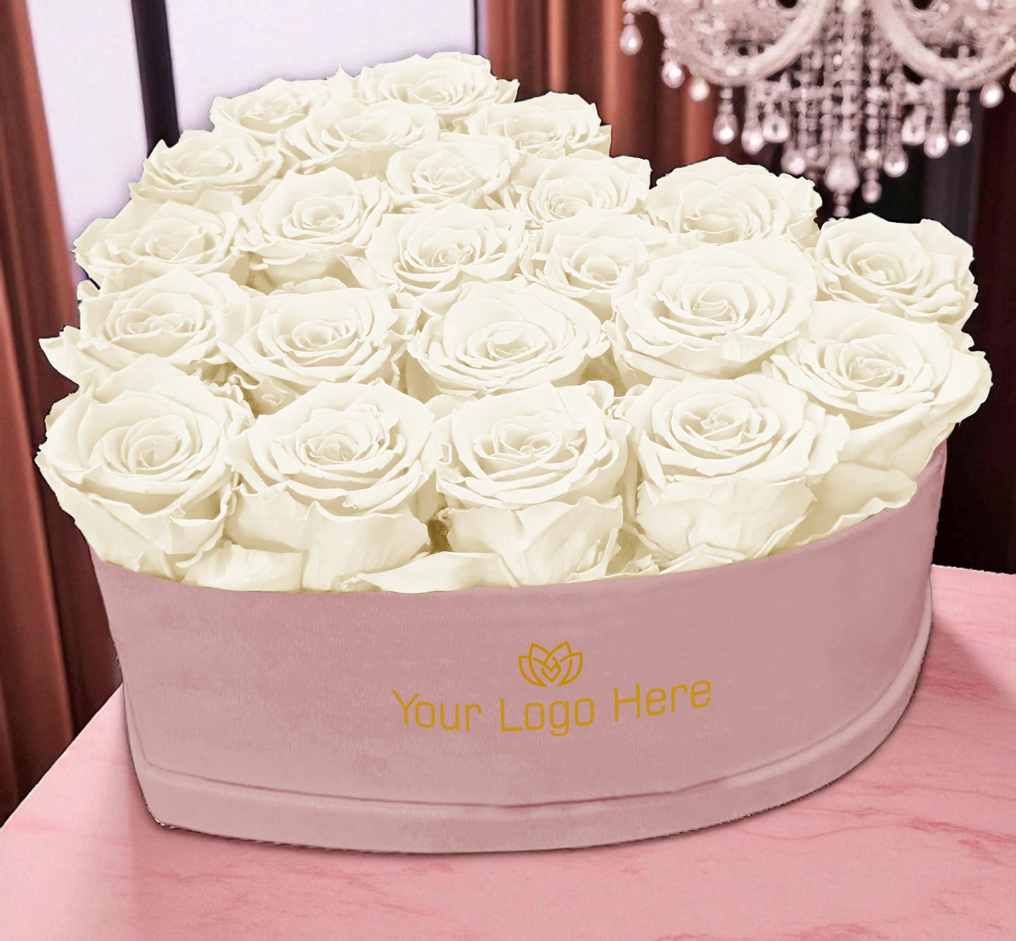 Branded Heart Floral Arrangement | 22 Preserved Roses, Fast Shipping