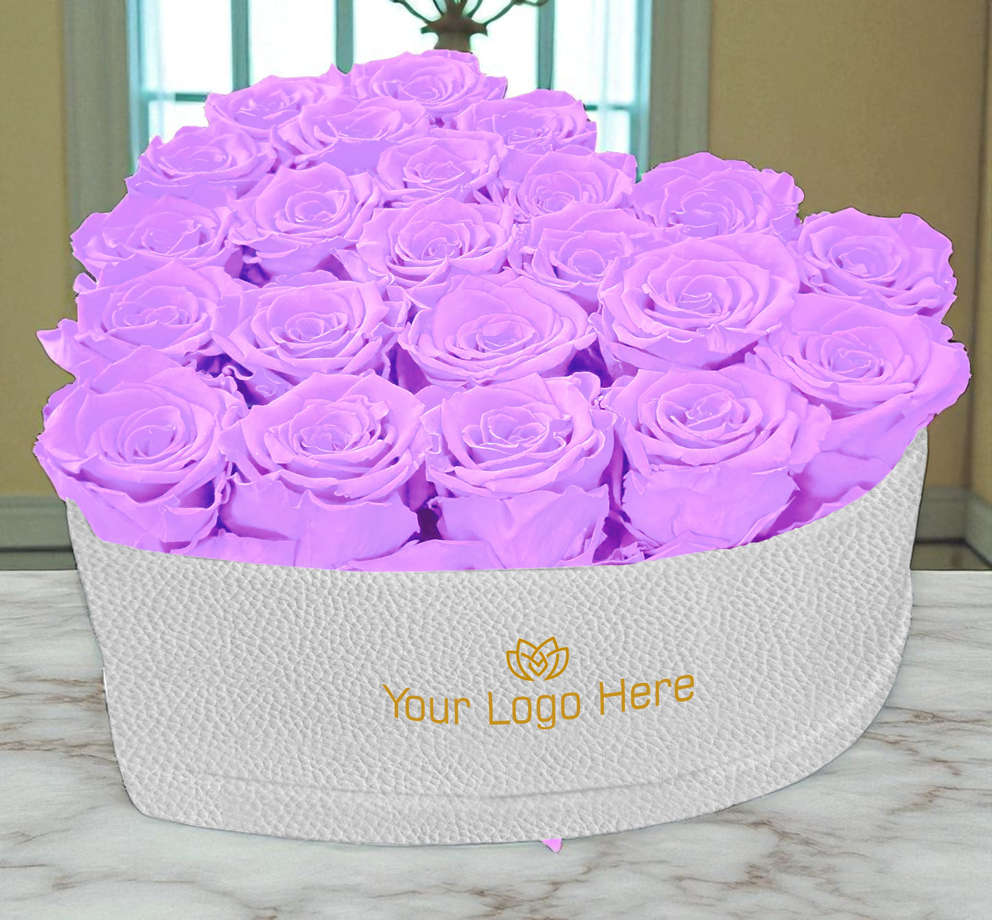 Branded Heart Floral Arrangement | 22 Preserved Roses, Fast Shipping