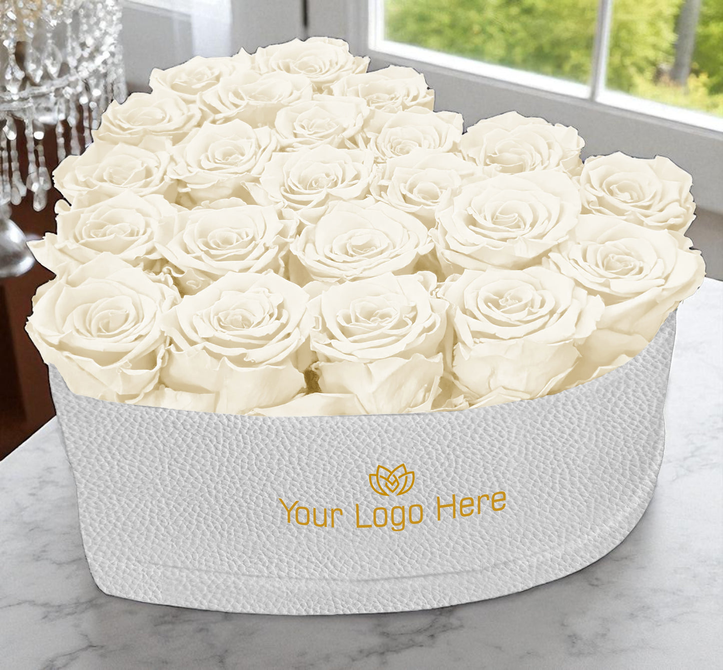 Branded Heart Floral Arrangement | 22 Preserved Roses, Fast Shipping
