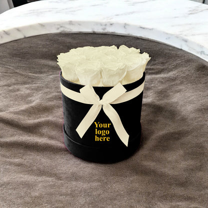Branded Round Floral Arrangement | 12 to 14 Preserved Roses, Fast Shipping