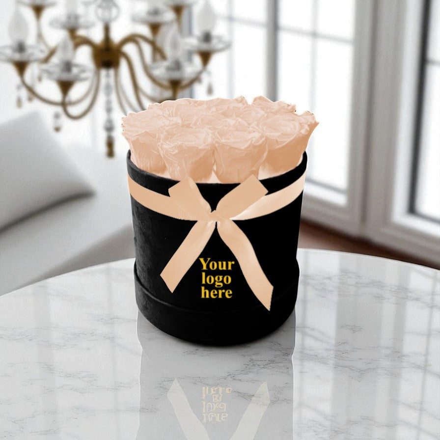 Branded Round Floral Arrangement | 12 to 14 Preserved Roses, Fast Shipping
