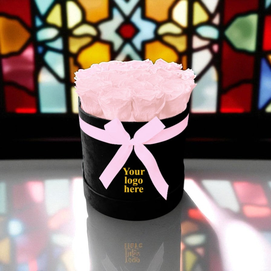 Branded Round Floral Arrangement | 12 to 14 Preserved Roses, Fast Shipping
