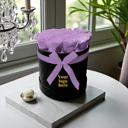 Branded Round Floral Arrangement | 12 to 14 Preserved Roses, Fast Shipping