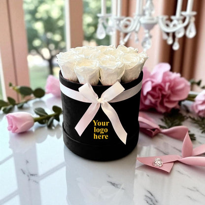 Branded Round Floral Arrangement | 12 to 14 Preserved Roses, Fast Shipping