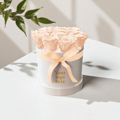 Branded Round Floral Arrangement | 12 to 14 Preserved Roses, Fast Shipping