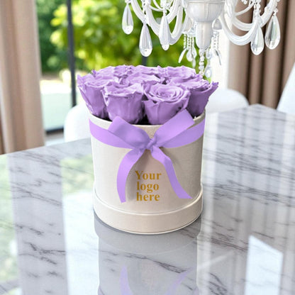 Branded Round Floral Arrangement | 12 to 14 Preserved Roses, Fast Shipping